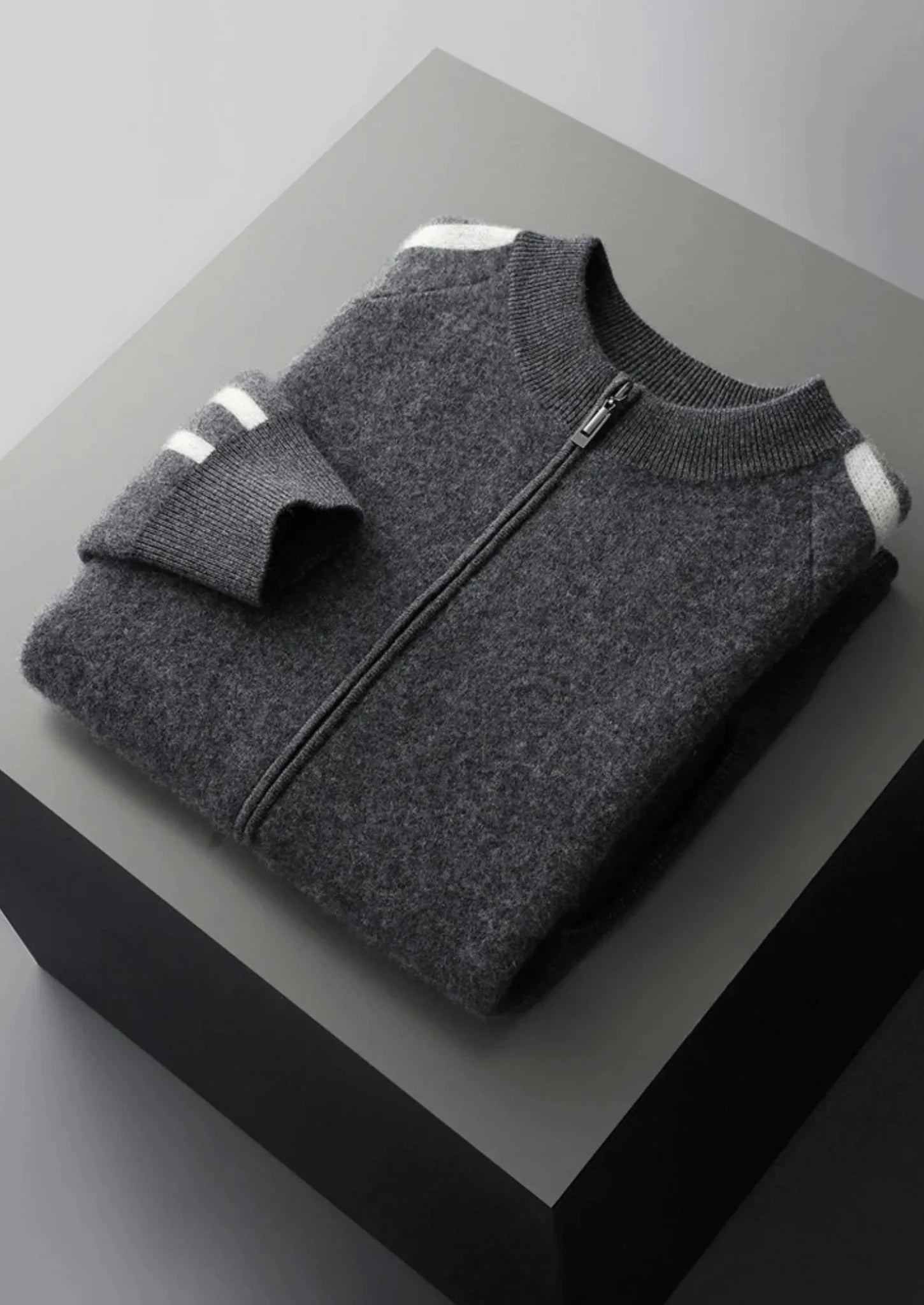 Saf Ekstra İnce Merino Yünü Çizgili Hırka - Martin Milano