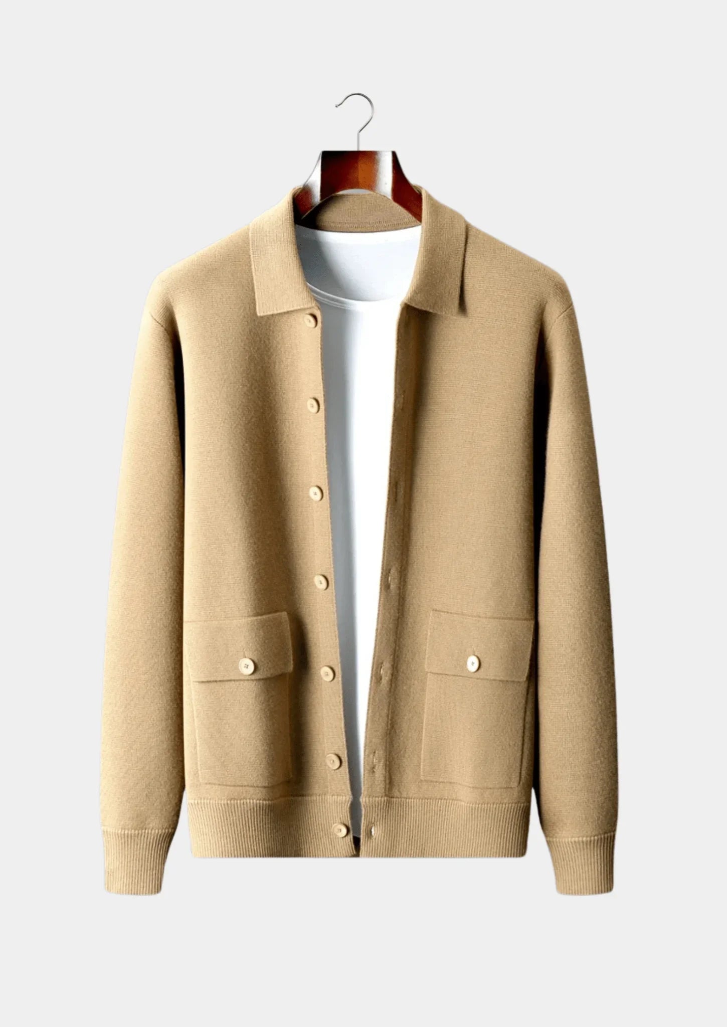 Saf Ekstra İnce Merino Yünü Düğmeli Hırka - Martin Milano