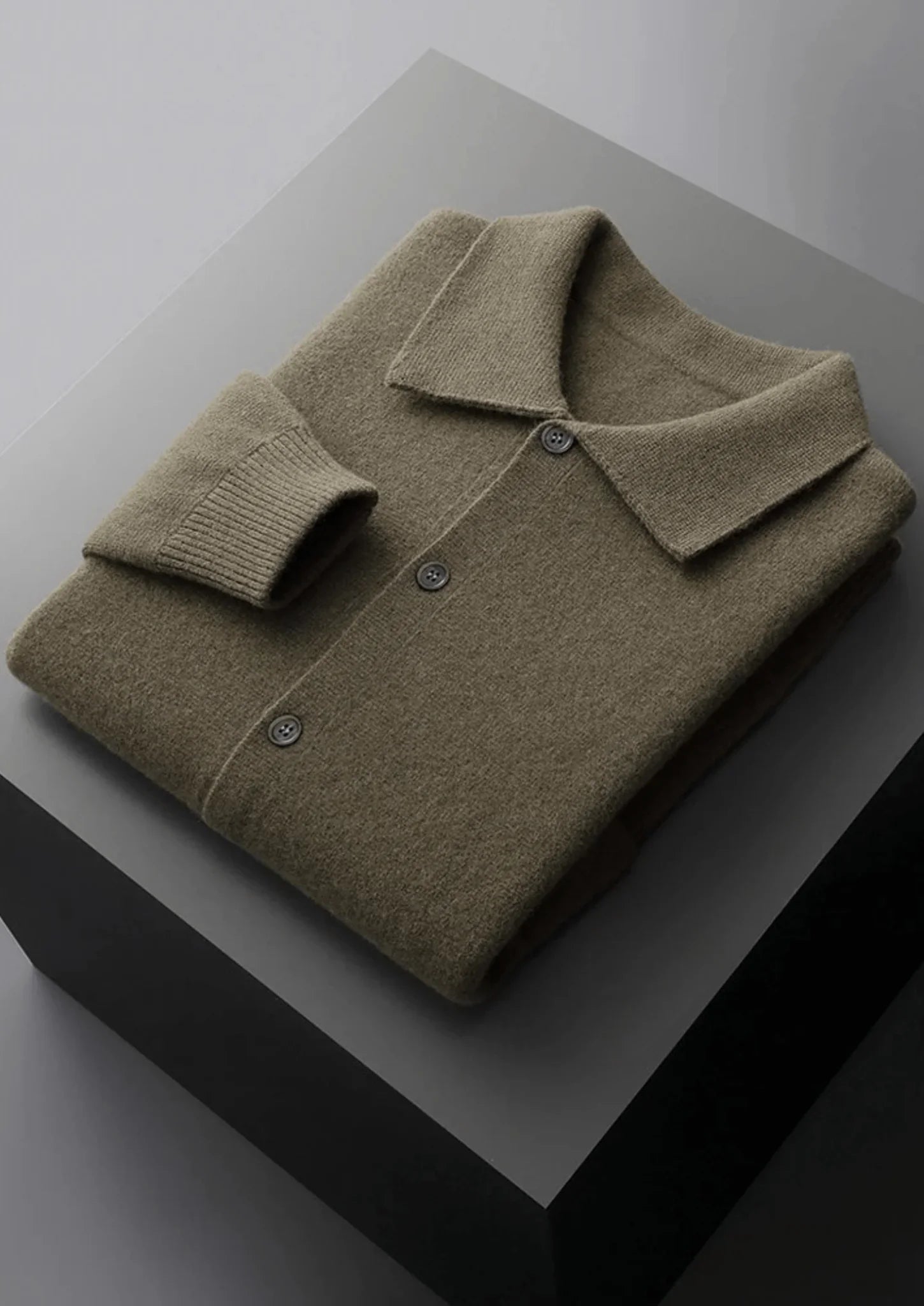 Saf Ekstra İnce Merino Yünü Düğmeli Hırka - Martin Milano