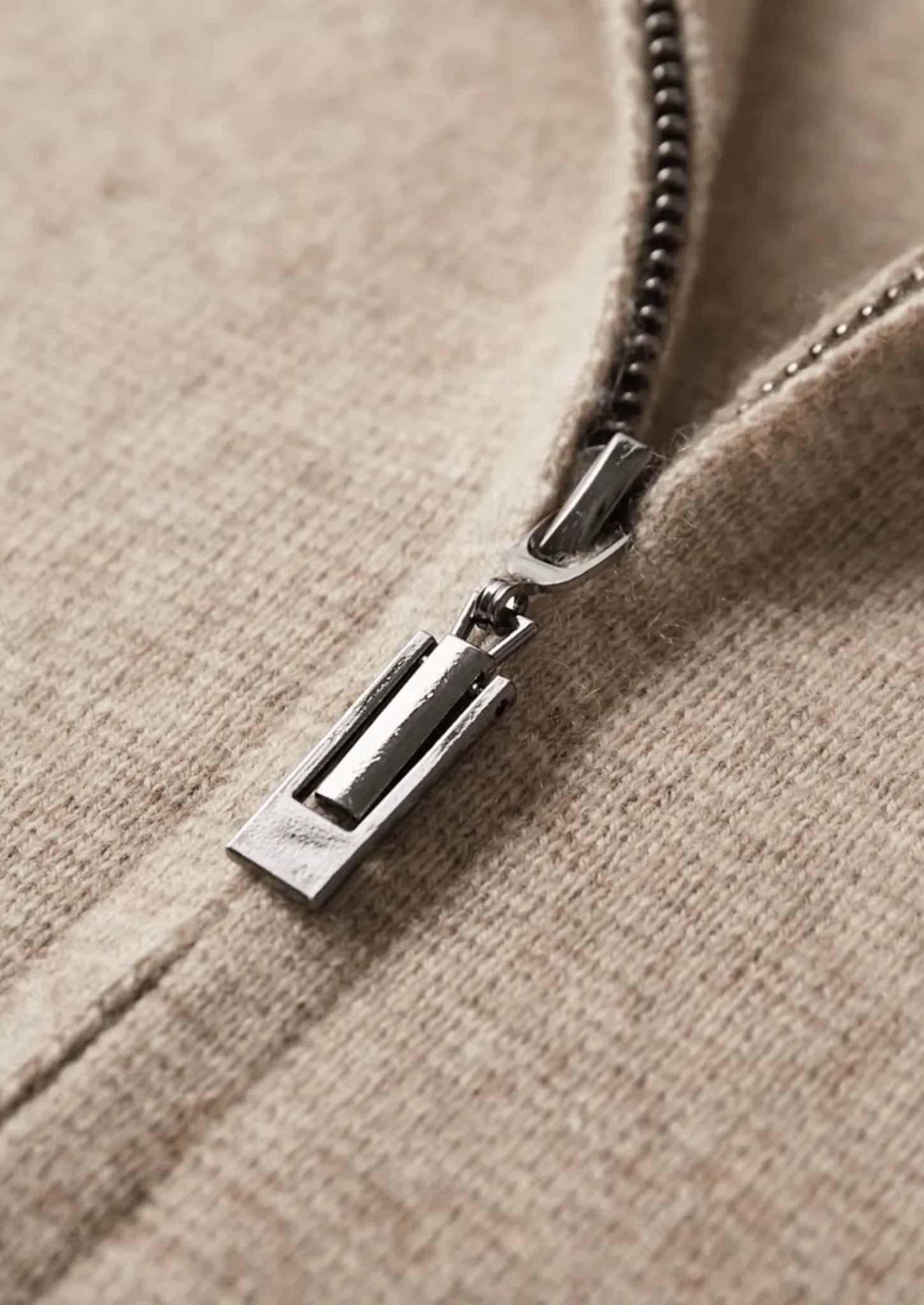 Saf Ekstra İnce Merino Yünü Fermuarlı Polo Hırka - Martin Milano