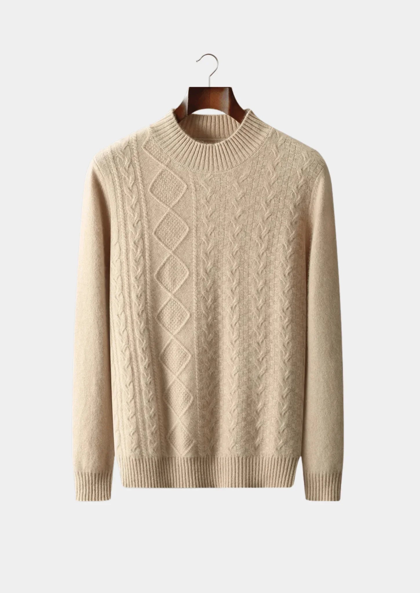 Saf Ekstra İnce Merino Yünü Jakarlı Boğazlı Kazak - Martin Milano