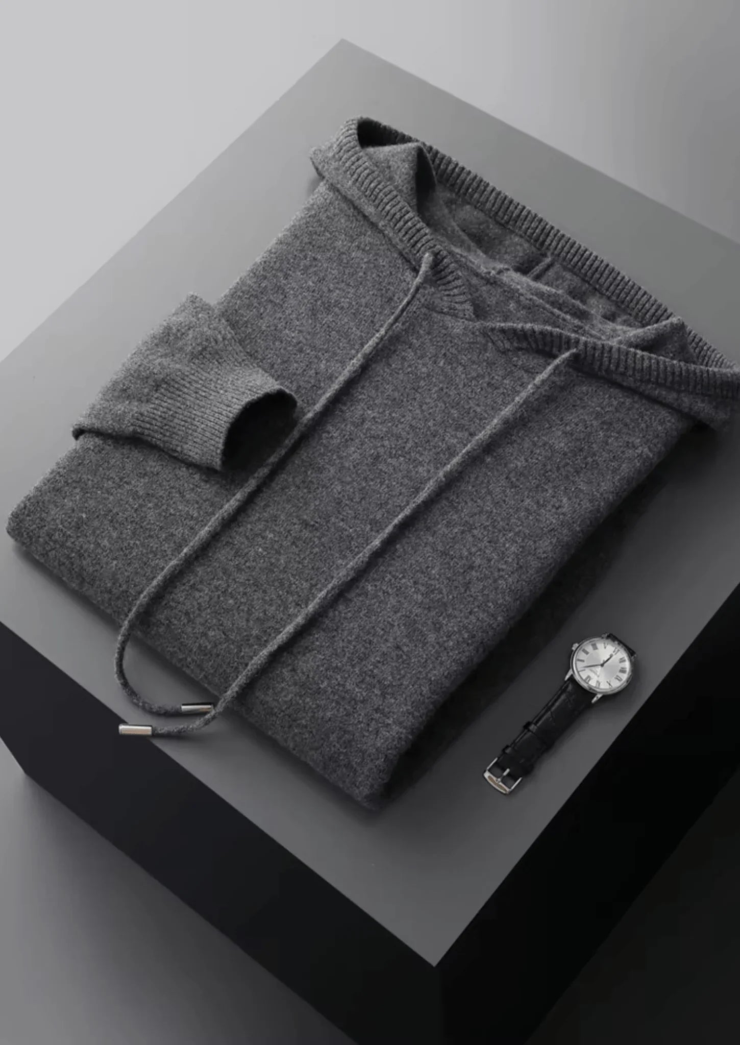 Saf Ekstra İnce Merino Yünü Relax Hoodie - Martin Milano