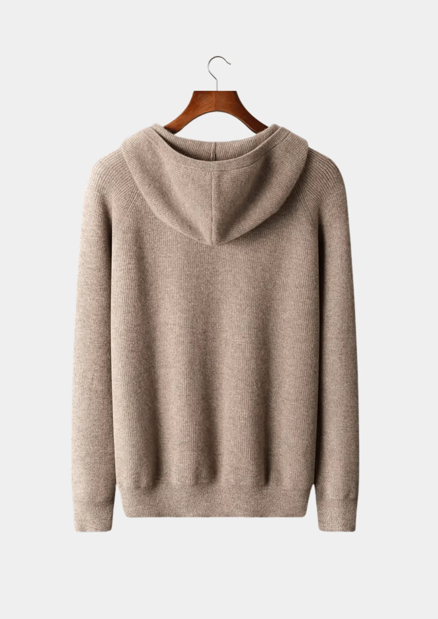 Saf Ekstra İnce Merino Yünü Ribanalı Fermuarlı Kapüşonlu - Martin Milano