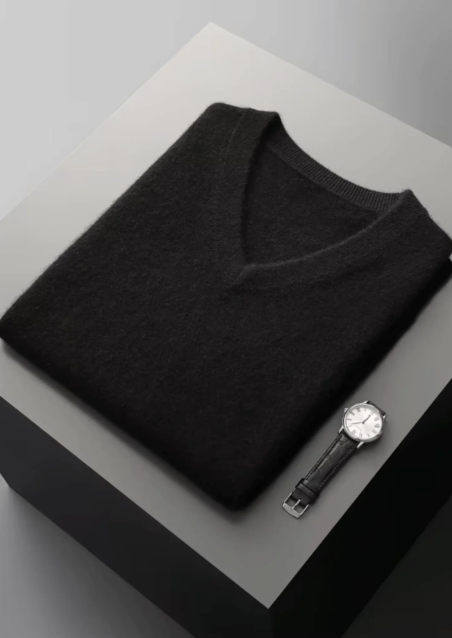 Saf Ekstra İnce Merino Yünü V Yaka Süveter - Martin Milano