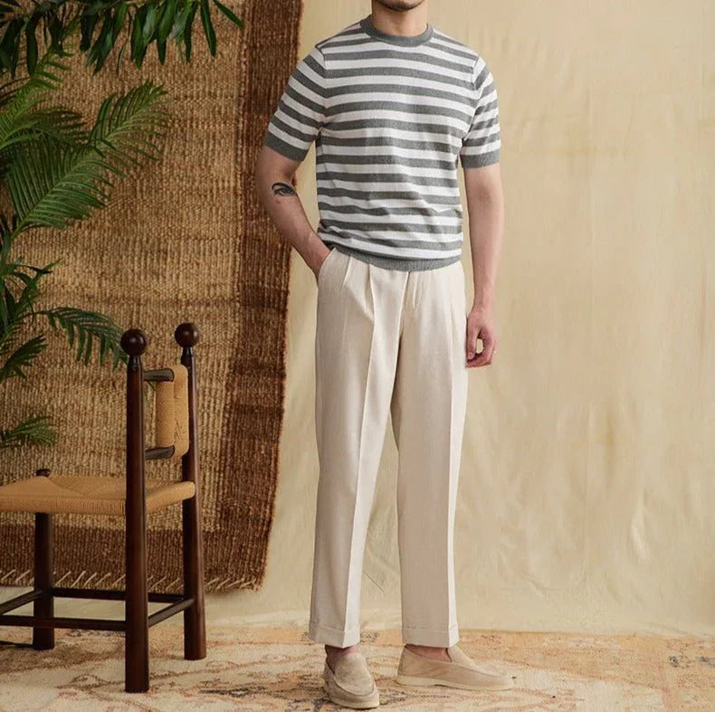 Venedik Çizgili Pamuk Tişört - Martin Milano