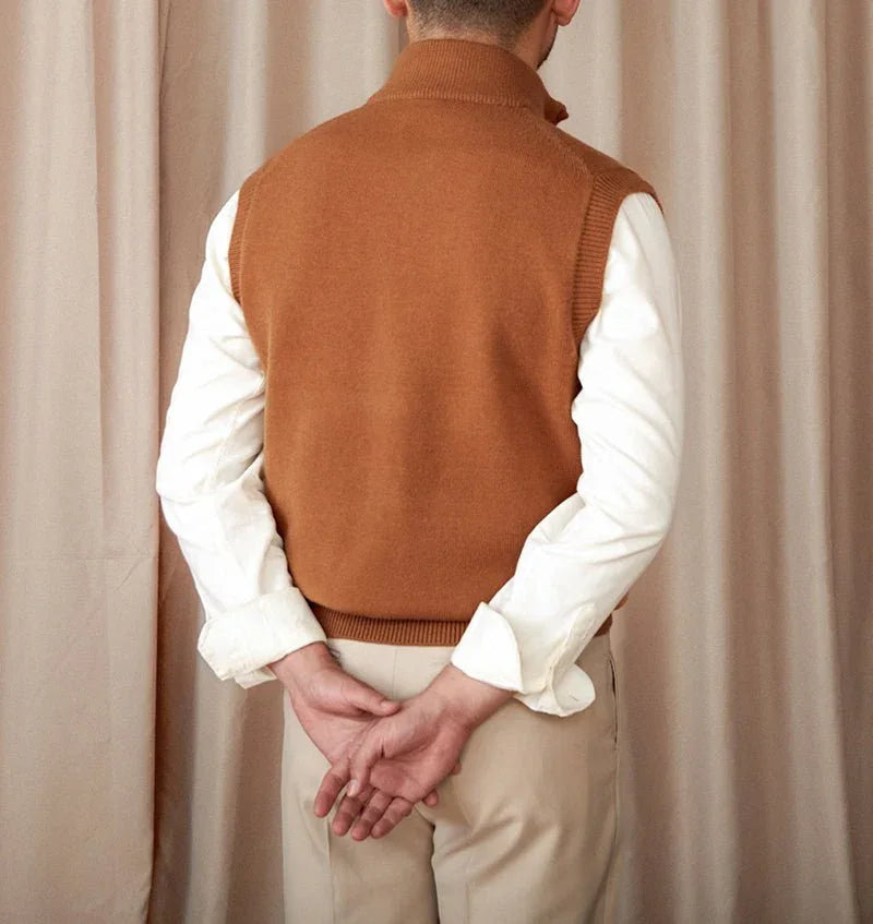 Vintage Yarım Fermuarlı Kazak Uzun Kollu Örgü Yelek - Martin Milano