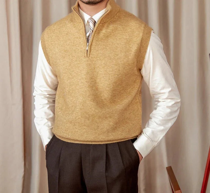 Vintage Yarım Fermuarlı Kazak Uzun Kollu Örgü Yelek - Martin Milano