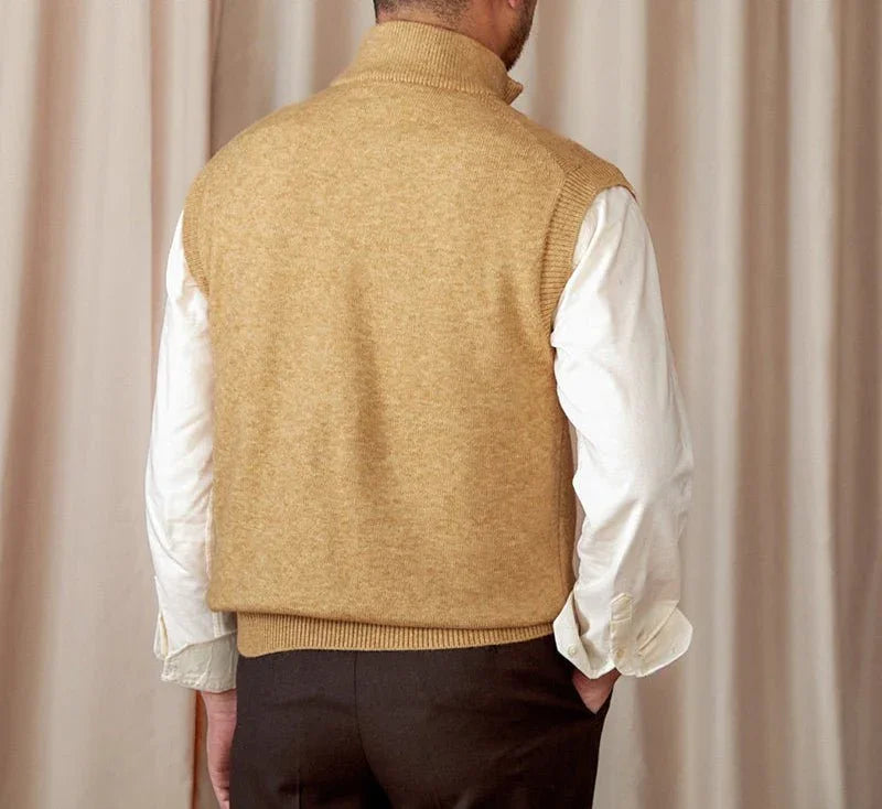 Vintage Yarım Fermuarlı Kazak Uzun Kollu Örgü Yelek - Martin Milano