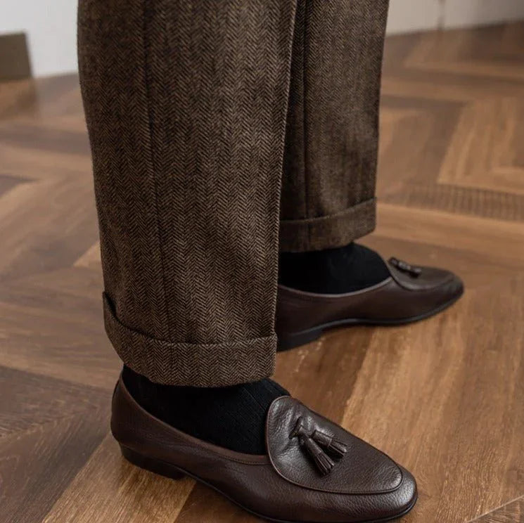 Winchester Herringbone Yün Pantolon - Martin Milano