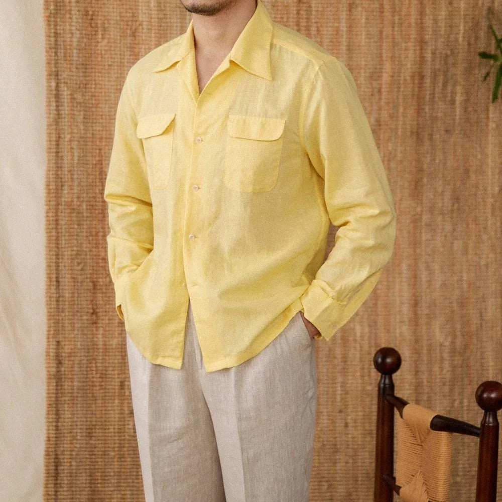 Wineyard Keten Pamuk Karışımı Uzun Kollu Gömlek - Martin Milano