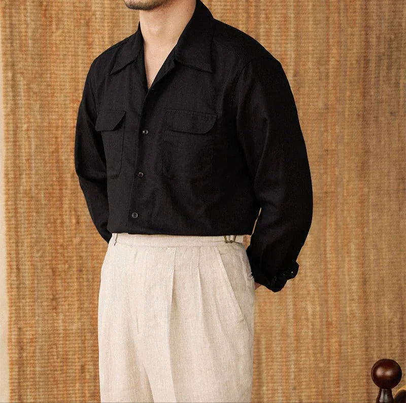 Wineyard Keten Pamuk Karışımı Uzun Kollu Gömlek - Martin Milano