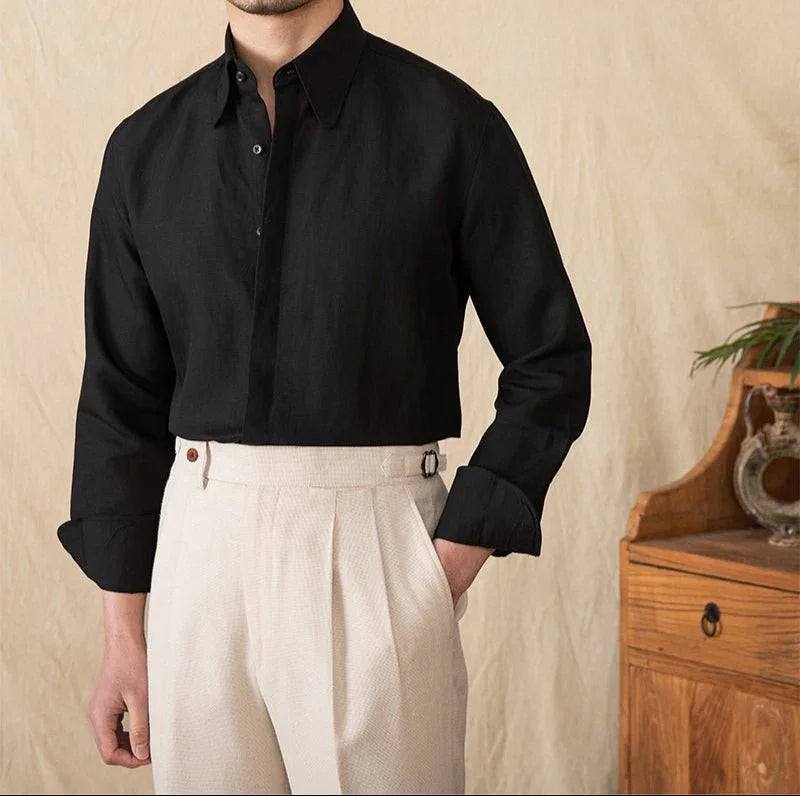 Yumuşak Dokunuşlu Keten Uzun Kollu Gömlek - Martin Milano