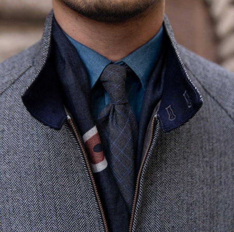 Yün Karışımlı Harrington Herringbone Ceket - Martin Milano